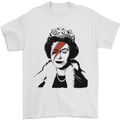 Banksy The Queen with a Bowie Look Mens T-Shirt Cotton Gildan White