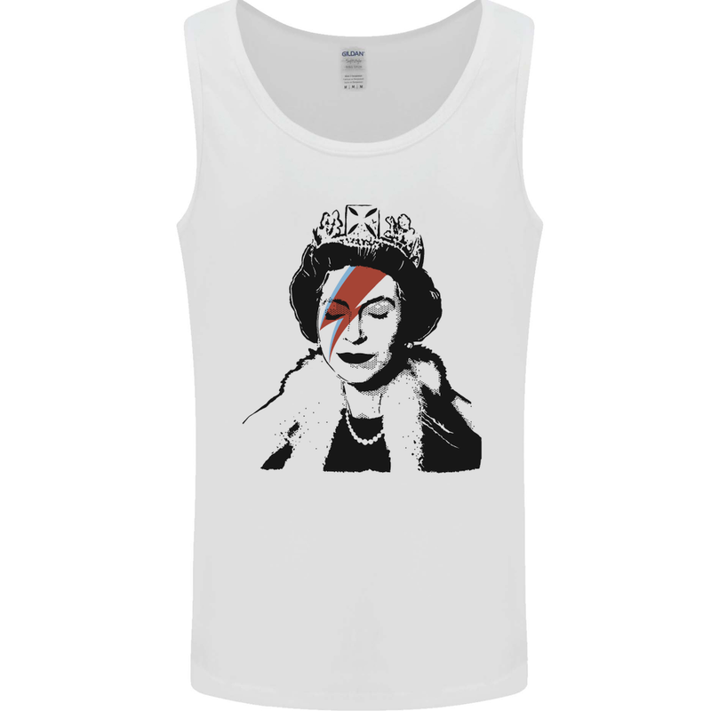 Banksy The Queen with a Bowie Look Mens Vest Tank Top White