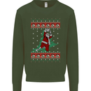 Basketball Santa Player Christmas Funny Kids Sweatshirt Jumper Forest Green
