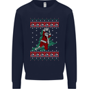 Basketball Santa Player Christmas Funny Kids Sweatshirt Jumper Navy Blue