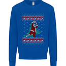 Basketball Santa Player Christmas Funny Kids Sweatshirt Jumper Royal Blue