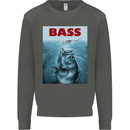 Bass Fishing Parody Fuuny Fisherman Kids Sweatshirt Jumper Storm Grey