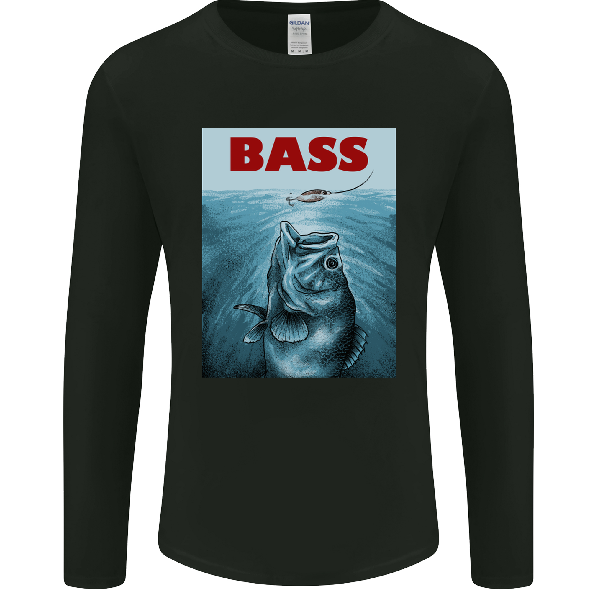 Bass Fishing Parody Funny Fisherman Mens Long Sleeve T-Shirt