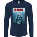 Bass Fishing Parody Fuuny Fisherman Mens Long Sleeve T-Shirt Navy Blue