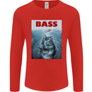 Bass Fishing Parody Fuuny Fisherman Mens Long Sleeve T-Shirt Red