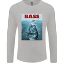 Bass Fishing Parody Fuuny Fisherman Mens Long Sleeve T-Shirt Sports Grey