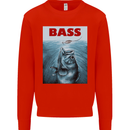 Bass Fishing Parody Fuuny Fisherman Mens Sweatshirt Jumper Bright Red