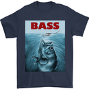 Bass Fishing Parody Fuuny Fisherman Mens T-Shirt Cotton Gildan Navy Blue