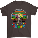 Be Kind Elephant Autism Autistic Mens T-Shirt Cotton Gildan Dark Chocolate