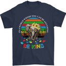 Be Kind Elephant Autism Autistic Mens T-Shirt Cotton Gildan Navy Blue