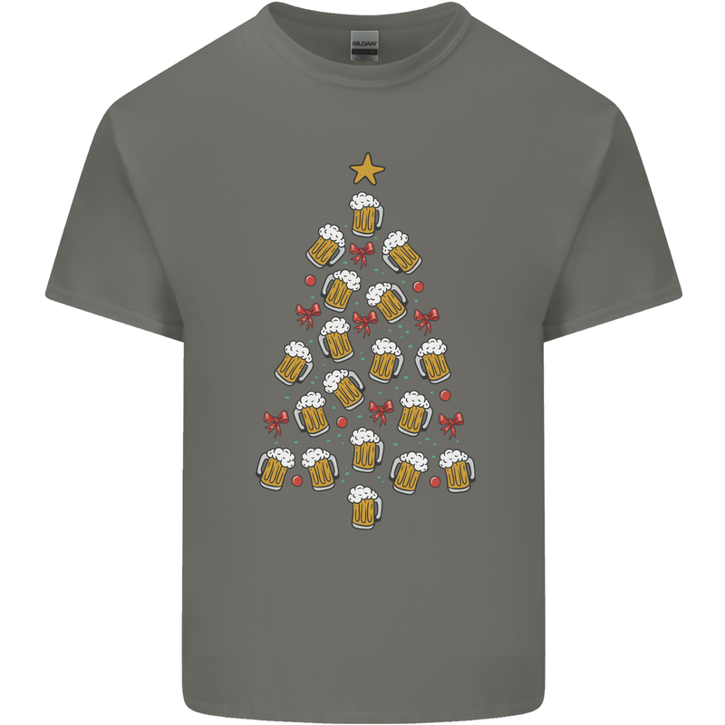 Beer Christmas Tree Mens Cotton T-Shirt Tee Top Charcoal