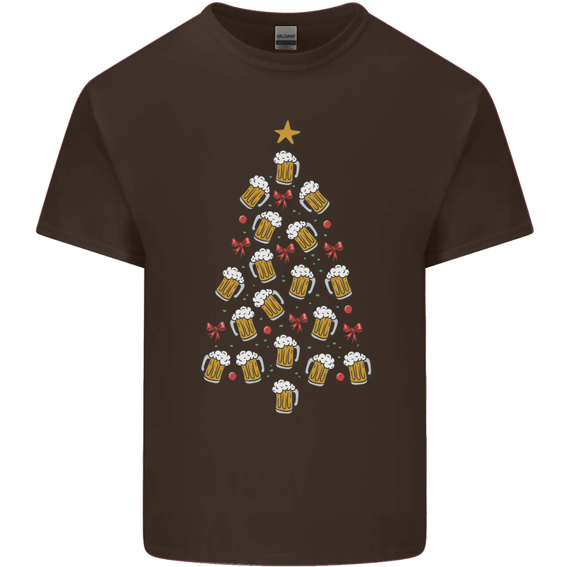Beer Christmas Tree Mens Cotton T-Shirt Tee Top Dark Chocolate