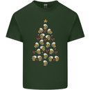 Beer Christmas Tree Mens Cotton T-Shirt Tee Top Forest Green