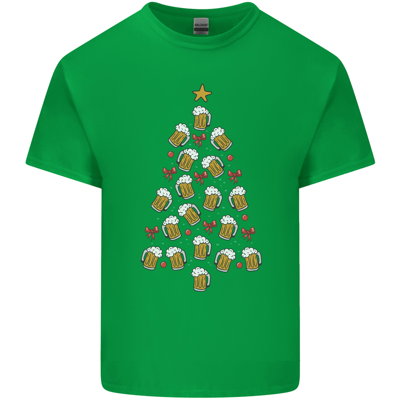 Beer Christmas Tree Mens Cotton T-Shirt Tee Top Irish Green