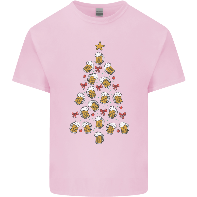 Beer Christmas Tree Mens Cotton T-Shirt Tee Top Light Pink