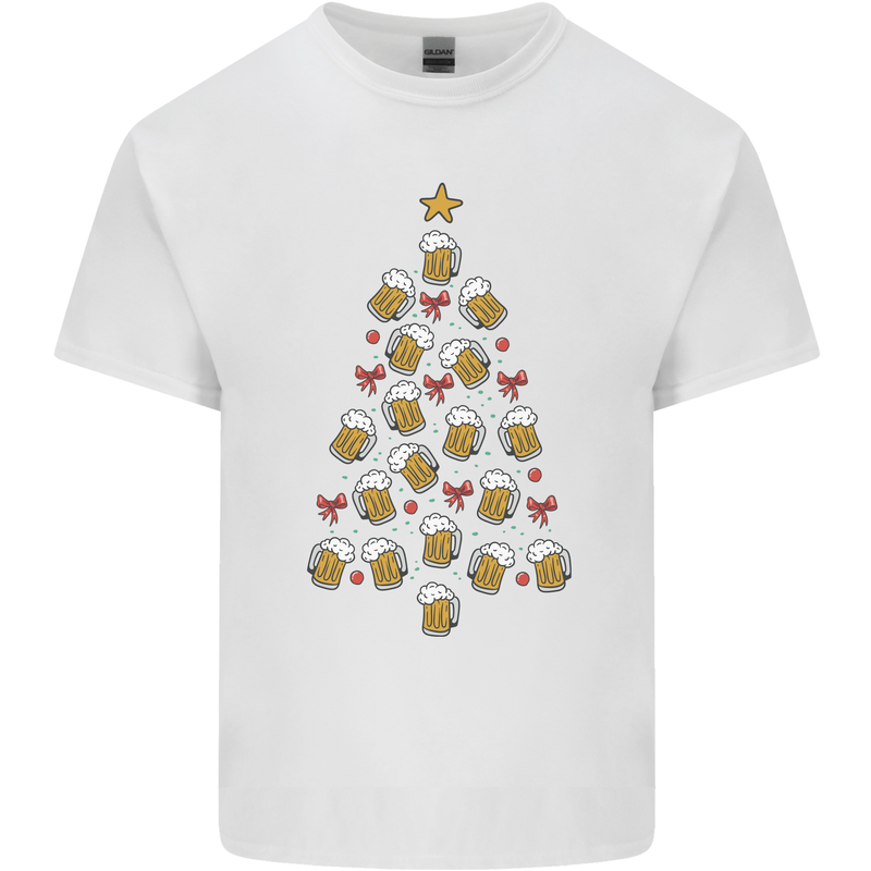 Beer Christmas Tree Mens Cotton T-Shirt Tee Top White