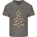 Beer Christmas Tree Mens V-Neck Cotton T-Shirt Charcoal