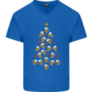 Beer Christmas Tree Mens V-Neck Cotton T-Shirt Royal Blue