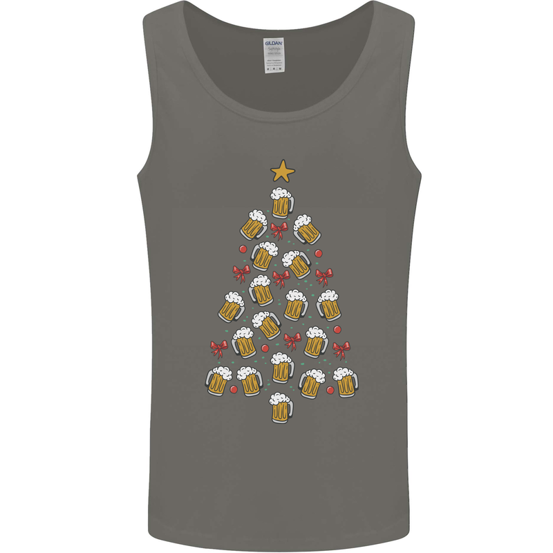 Beer Christmas Tree Mens Vest Tank Top Charcoal
