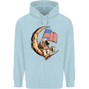 Beer Moon USA Flag Astronaut Space Alcohol Childrens Kids Hoodie Light Blue
