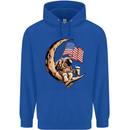 Beer Moon USA Flag Astronaut Space Alcohol Childrens Kids Hoodie Royal Blue