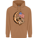 Beer Moon USA Flag Astronaut Space Alcohol Mens 80% Cotton Hoodie Caramel Latte