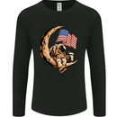 Beer Moon USA Flag Astronaut Space Alcohol Mens Long Sleeve T-Shirt Black