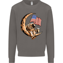 Beer Moon USA Flag Astronaut Space Alcohol Mens Sweatshirt Jumper Charcoal