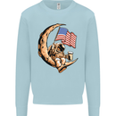 Beer Moon USA Flag Astronaut Space Alcohol Mens Sweatshirt Jumper Light Blue