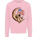 Beer Moon USA Flag Astronaut Space Alcohol Mens Sweatshirt Jumper Light Pink