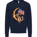 Beer Moon USA Flag Astronaut Space Alcohol Mens Sweatshirt Jumper Navy Blue