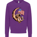 Beer Moon USA Flag Astronaut Space Alcohol Mens Sweatshirt Jumper Purple