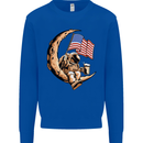 Beer Moon USA Flag Astronaut Space Alcohol Mens Sweatshirt Jumper Royal Blue