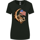 Beer Moon USA Flag Astronaut Space Alcohol Womens Wider Cut T-Shirt Black