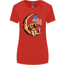 Beer Moon USA Flag Astronaut Space Alcohol Womens Wider Cut T-Shirt Red