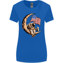 Beer Moon USA Flag Astronaut Space Alcohol Womens Wider Cut T-Shirt Royal Blue