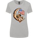 Beer Moon USA Flag Astronaut Space Alcohol Womens Wider Cut T-Shirt Sports Grey