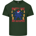 Beer Party Octopus Christmas Scuba Diving Mens Cotton T-Shirt Tee Top Forest Green