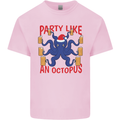 Beer Party Octopus Christmas Scuba Diving Mens Cotton T-Shirt Tee Top Light Pink