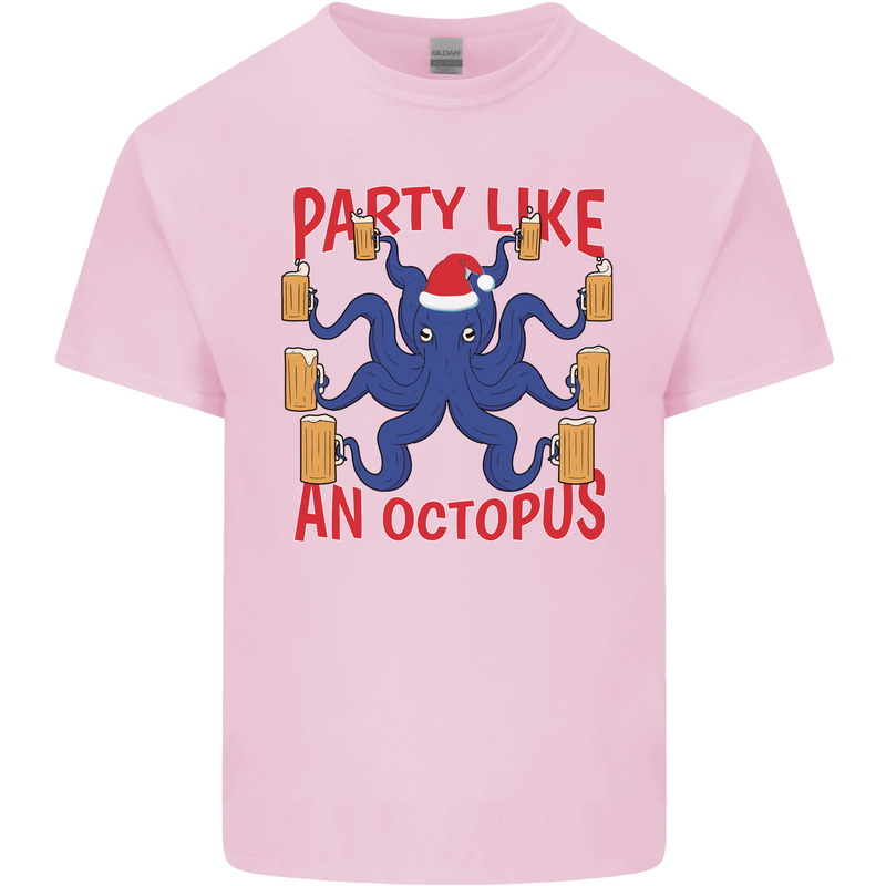 Beer Party Octopus Christmas Scuba Diving Mens Cotton T-Shirt Tee Top Light Pink