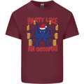 Beer Party Octopus Christmas Scuba Diving Mens Cotton T-Shirt Tee Top Maroon