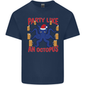 Beer Party Octopus Christmas Scuba Diving Mens Cotton T-Shirt Tee Top Navy Blue