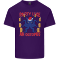 Beer Party Octopus Christmas Scuba Diving Mens Cotton T-Shirt Tee Top Purple