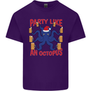 Beer Party Octopus Christmas Scuba Diving Mens Cotton T-Shirt Tee Top Purple