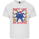Beer Party Octopus Christmas Scuba Diving Mens Cotton T-Shirt Tee Top White