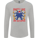 Beer Party Octopus Christmas Scuba Diving Mens Long Sleeve T-Shirt Sports Grey