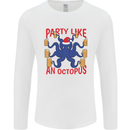 Beer Party Octopus Christmas Scuba Diving Mens Long Sleeve T-Shirt White