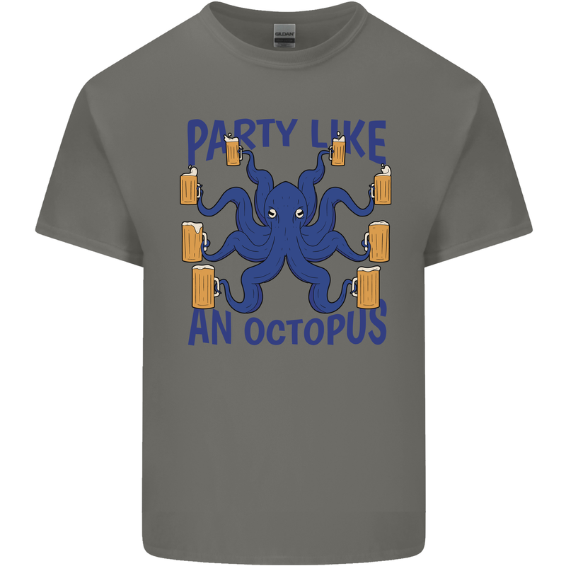 Beer Party Octopus Scuba Diving Diver Funny Mens Cotton T-Shirt Tee Top Charcoal