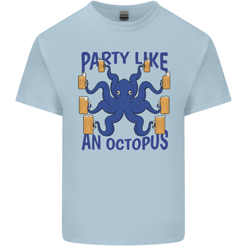 Beer Party Octopus Scuba Diving Diver Funny Mens Cotton T-Shirt Tee Top Light Blue
