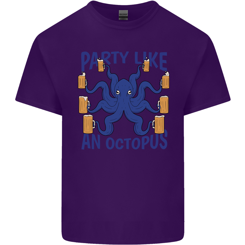 Beer Party Octopus Scuba Diving Diver Funny Mens Cotton T-Shirt Tee Top Purple